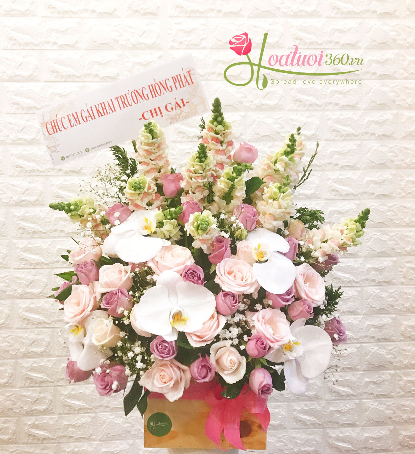 Lẵng hoa mừng khai trương để bàn